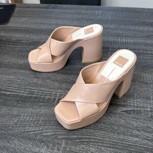 Dolce Vita Women's Blush Leather Cream Platform Heels